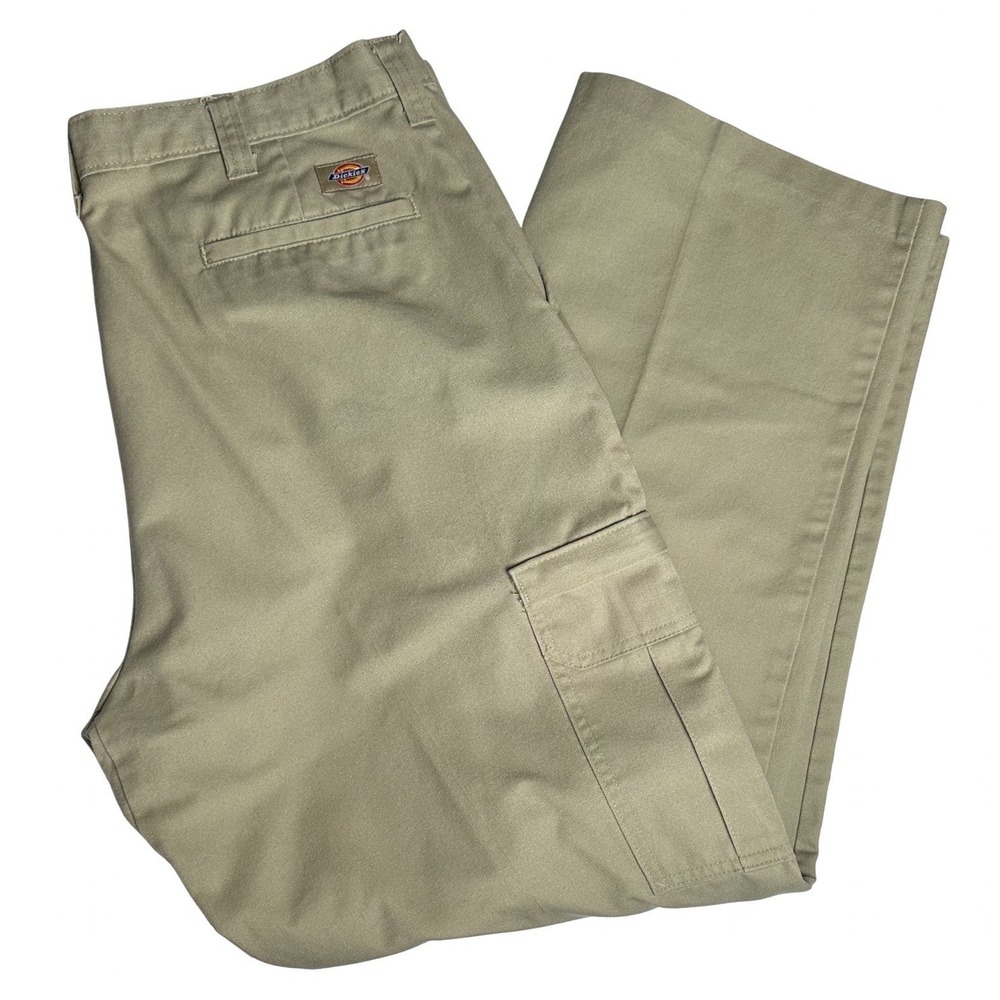 Dickies Men's Workwear Industrial Relaxed Fit Cargo Pants Khaki 40x32